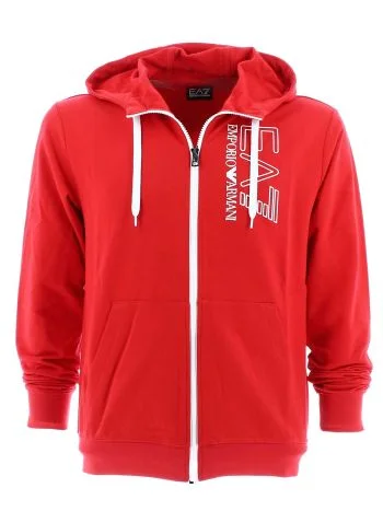 EA7 Emporio Armani Uomo Felpa Garzata Cappuccio Full Zip Tinta Unita