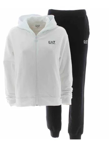 EA7 Emporio Armani Tuta Donna Felpa Felpata Full Zip Cappuccio