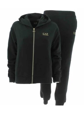 EA7 Emporio Armani Tuta Donna in Felpa Felpata Full Zip Cappuccio