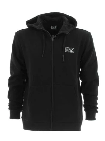 EA7 Emporio Armani Uomo Felpa Felpata Cappuccio Full Zip Tinta Unita