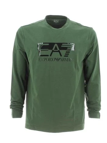 EA7 Emporio Armani Uomo T Shirt Manica Lunga Tinta Unita Grande Logo EA7