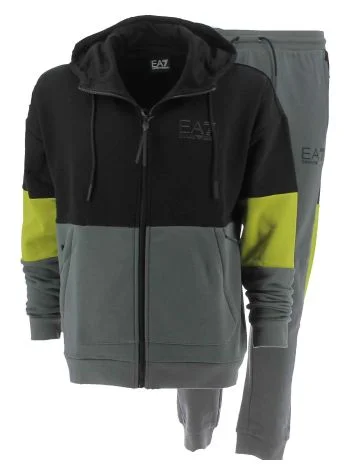EA7 Emporio Armani Uomo Tuta Felpa Felpata Full Zip Con Cappuccio