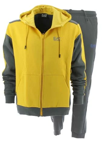 EA7 Emporio Armani Uomo Tuta Felpa Felpata Full Zip Con Cappuccio