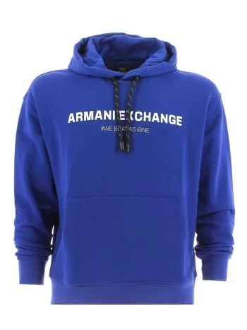 A|X Armani Exchange Uomo Felpa Garzata Cappuccio Chiuso Tinta Unita