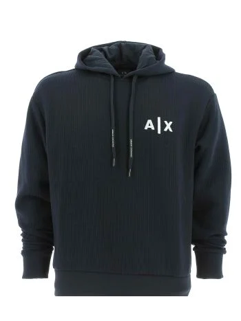 A|X Armani Exchange Uomo Felpa Garzata Cappuccio Chiuso Tinta Unita