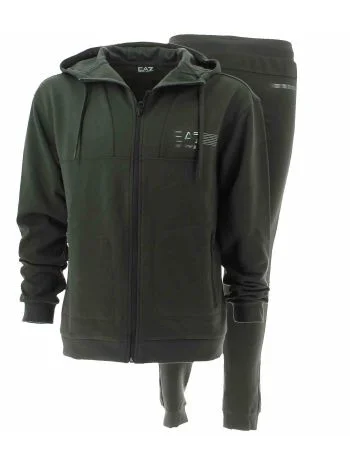 EA7 Emporio Armani Uomo Tuta Felpa Garzata Full Zip Cappuccio Linea Ventus