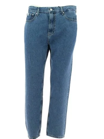 Calvin Klein Uomo Pantalone Dad Jeans Blu Stone Wash