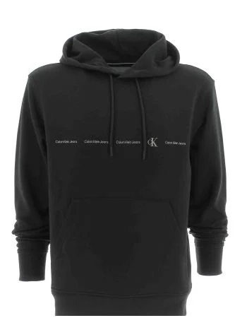 Calvin Klein Uomo Felpa Garzata Cappuccio Chiuso Tinta Unita