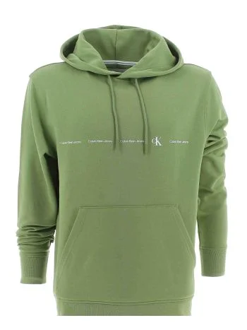 Calvin Klein Uomo Felpa Garzata Cappuccio Chiuso Tinta Unita