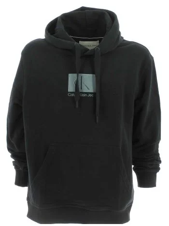 Calvin Klein Uomo Felpa Garzata Cappuccio Chiuso Tinta Unita Con Tasca a Marsupio
