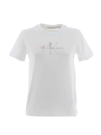 Calvin Klein Donna T Shirt Manica Corta Giro Collo Big Log CK