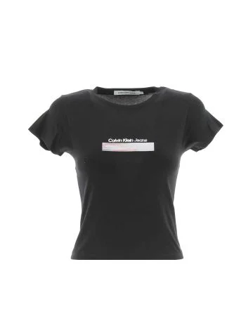 Calvin Klein Jeans Donna T Shirt Crop Manica Corta Giro Collo Slim Fit