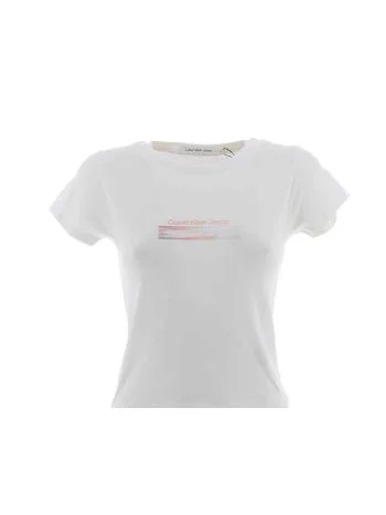 Calvin Klein Jeans Donna T Shirt Crop Manica Corta Giro Collo Slim Fit
