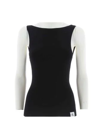 Calvin Klein Donna Canottiera Con Ampio Scollo Dietro Tinta Unita