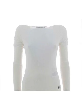 Calvin Klein Donna T Shirt Manica Lunga Collo a Barchetta