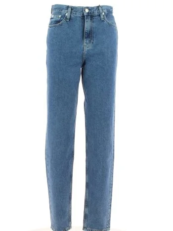 Calvin Klein Donna Pantalone Jeans Mom Blu Stone Wash