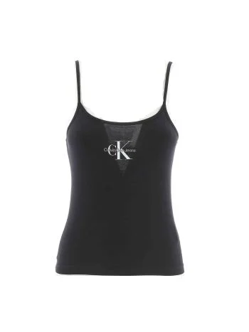 Calvin Klein Donna Top lungo realizzato in tessuto elasticizzato, con spalline sottili e un design semplice ma elegante in tinta Unita