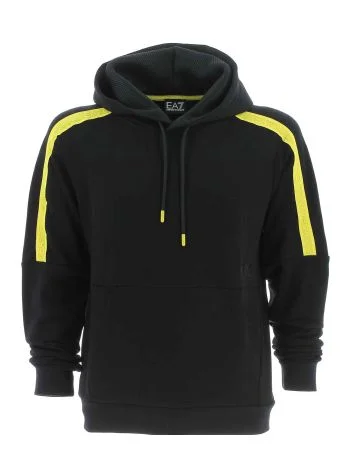 EA7 Emporio Armani Uomo Felpa Garzata Cappuccio Chiuso Tinta Unita Con Tape Logato