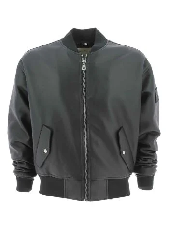 Calvin Klein Giacca Bomber Uomo in Ecopelle Nera
