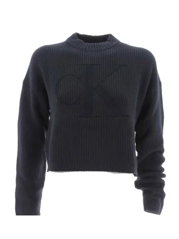 Calvin Klein Donna Maglia Crop Cotone Giro Collo con Spacchi Laterali