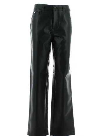 Calvin Klein Donna Pantalone Ecopelle Tinta Unita Nero