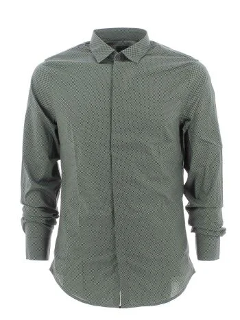 A|X Armani Exchange Uomo Camicia Manica Lunga a Fantasia