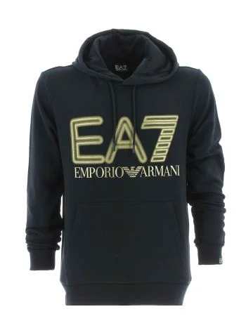 EA7 Emporio Armani Uomo Felpa Garzata Cappuccio Chiuso Tinta Unita