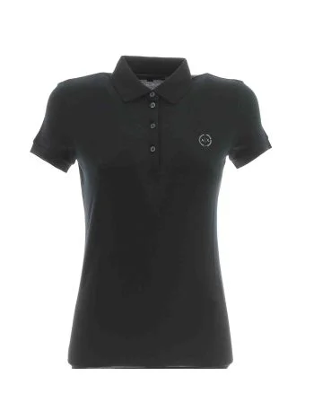 A|X Armani Exchange Donna Polo Manica Corta Tinta Unita in Pique' Elasticizzata