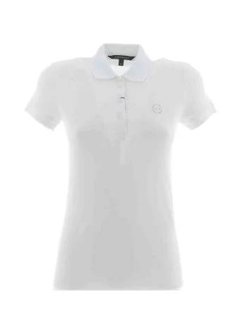 A|X Armani Exchange Donna Polo Manica Corta Tinta Unita in Pique' Elasticizzata