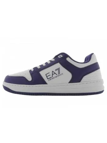 Scarpe Tennis EA7 Emporio Armani Uomo in Pelle Bianco/Blu