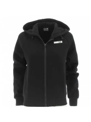 Felpa Natural Ventus Full Zip Cappuccio EA7 Emporio Armani Donna Nera