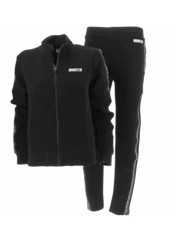 Tuta Felpa Full Zip Natural Ventus Nera EA7 Emporio Armani Donna con Tape Emporio Armani
