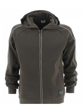 Felpa Felpata Cappuccio Full Zip EA7 Emporio Armani Uomo con Tape Armani