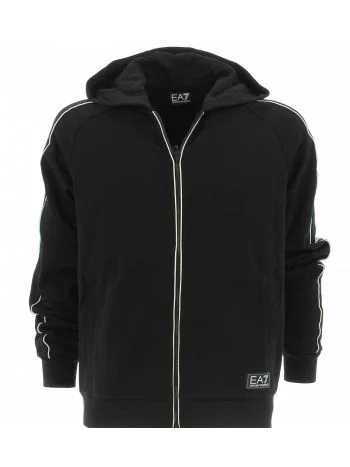 Felpa Felpata Cappuccio Full Zip EA7 Emporio Armani Uomo con Tape Armani
