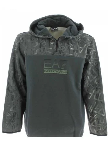 Felpa Cappuccio EA7 Emporio Armani Felpata Mezza Zip Uomo