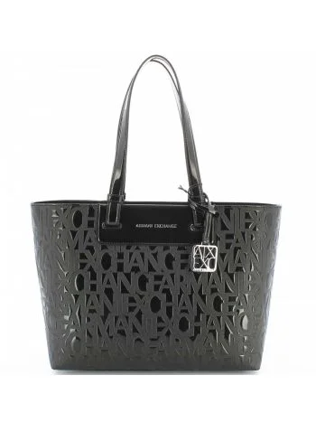 Borsa Liz Patent Shopping A|X Armani Exchange Donna Nera Lucida