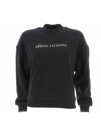 Felpa Felpata Collo a Lupetto A|X Armani Exchange Donna Tinta Unita Nera