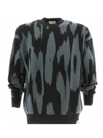 Pullover Uomo Girocollo Calvin Klein Nero/Grigio a Losanghe