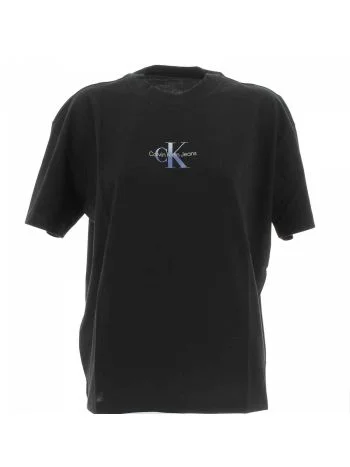 T Shirt Over Calvin Klein Donna Manica Corta Girocollo Tinta Unita Nera