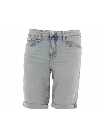 Bermuda Jeans Calvin Klein Uomo Slim Short Stone Wash Light Blu