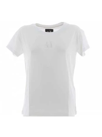 T Shirt Manica Corta Girocollo A|X Armani Exchange Donna con Logo AX in Strass