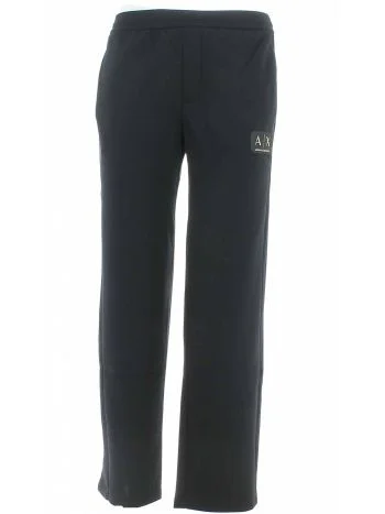 Pantalone in Felpa Garzata A|X Armani Exchange Uomo Nero con Logo AX Oro