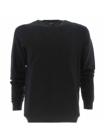 Pullover Cotone Girocollo A|X Armani Exchange Uomo con Tessuto Lavorato a Onda