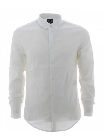 Camicia Manica Lunga A|X Armani Exchange Uomo Tinta Unita Slim Fit Elasticizzata