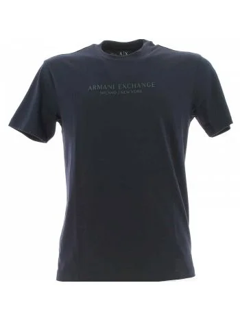 T Shirt Manica Corta Girocollo A|X Armani Exchange Uomo Tinta Unita Logo Gommato