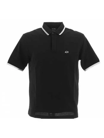 Polo Pique' Manica Corta A|X Armani Exchange Uomo a Tre Bottoni con Doppia Riga Regular Fit