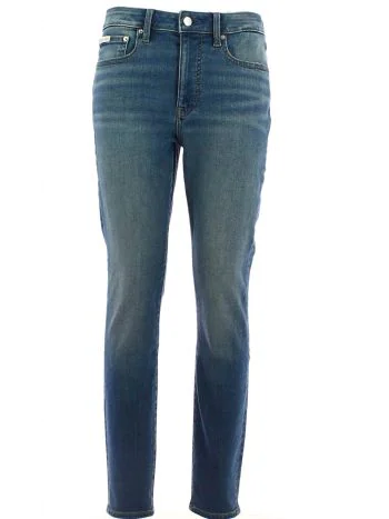 Pantalone Jeans Mid Rise Skinny Calvin Klein Donna Stone Wash Blu
