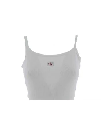 Top Crop a Bretella Calvin Klein Donna a Costine Elasticizzato