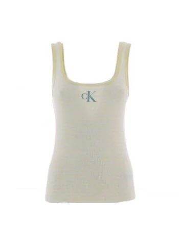 Canottiera a Righe Calvin Klein Donna Ampio Scollo Elasticizzata