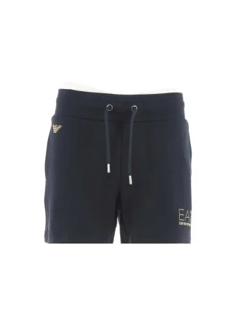 EA7 Emporio Armani Donna Short Tinta Unita con Logo EA7 in Strass